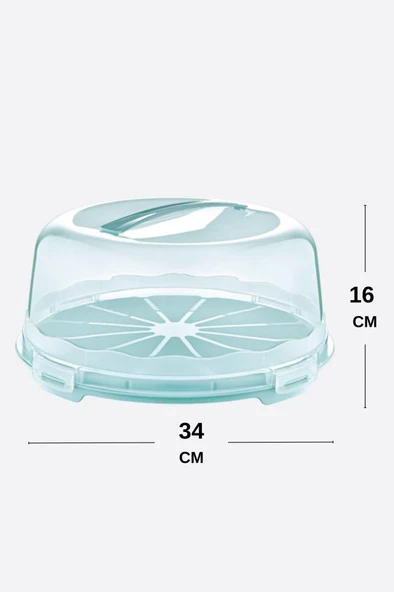 Flosoft Kek Pasta Börek Saklama Kabı, Kilitli Borcam Taşıma Fanusu 34cm Büyük Boy - 4
