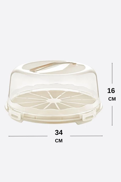 Flosoft Kek Pasta Börek Saklama Kabı, Kilitli Borcam Taşıma Fanusu 34cm Büyük Boy - 2