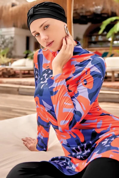 Rozamay Kadın Uzun Kollu Likralı Tam Kapalı Tesettür Mayo 9002 Siyah - 2