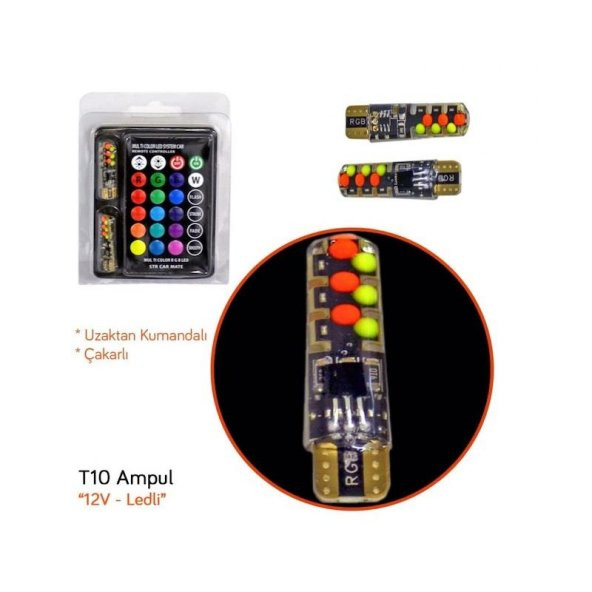 CARUB Ampul12v T-10 Çakarlı Kumandalı Yeni Nesil - 3