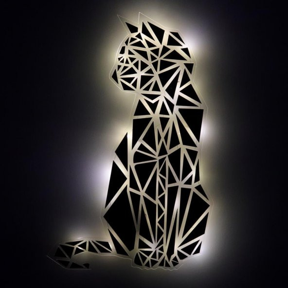 Veraart Işıklı Geometrik Kedi Duvar Dekorlu Gece Lambası 80 cm - 2