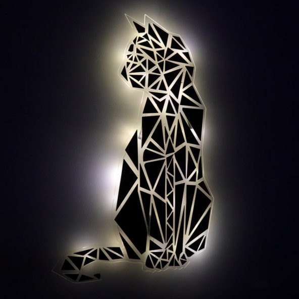 Veraart Işıklı Geometrik Kedi Duvar Dekorlu Gece Lambası 80 cm - 7