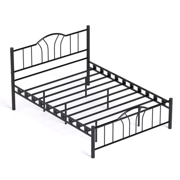 Bella Çift Kişilik Ferforje Tarz Metal Karyola 140x190 Siyah - 5