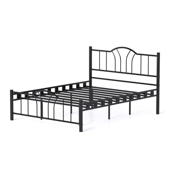 Bella Çift Kişilik Ferforje Tarz Metal Karyola 140x190 Siyah - 6