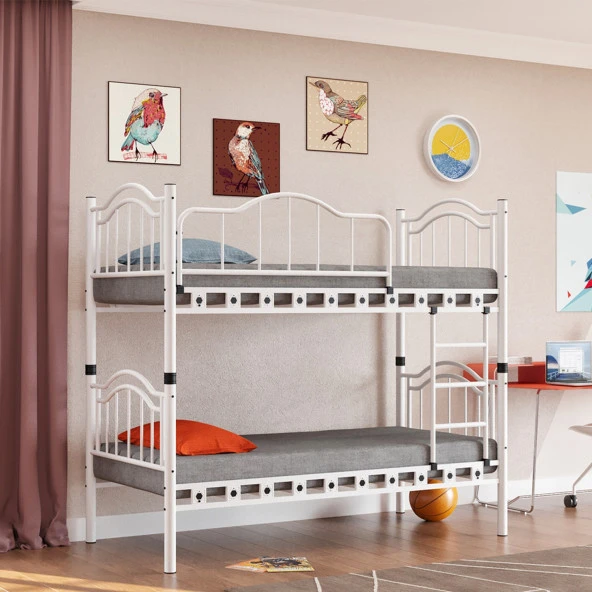 Belinay Genç Çocuk Odası Metal Ranza ve Karyola 90x190 Yatak Ölçülü