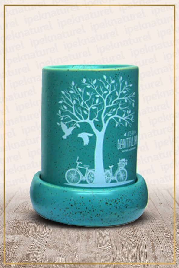 Baskılı Doğa Modeli Mavi Seramik Buhurdanlık