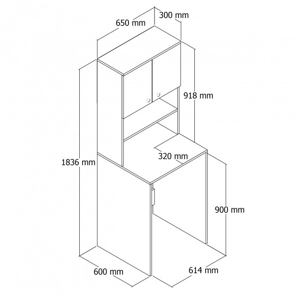 Moxen Mobilya CMD1 ÇAMAŞIR MAKİNESİ DOLABI - 4