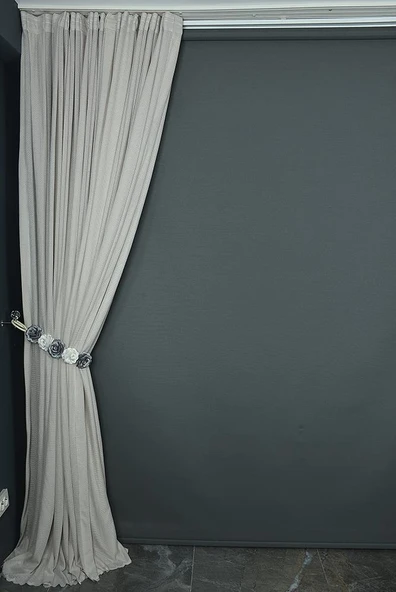 GÖZENEKLİ MODEL VİZON RENK TEK KANAT Hazır dikilmiş Pileli Fon Perde 300*260 cm - Resim 6