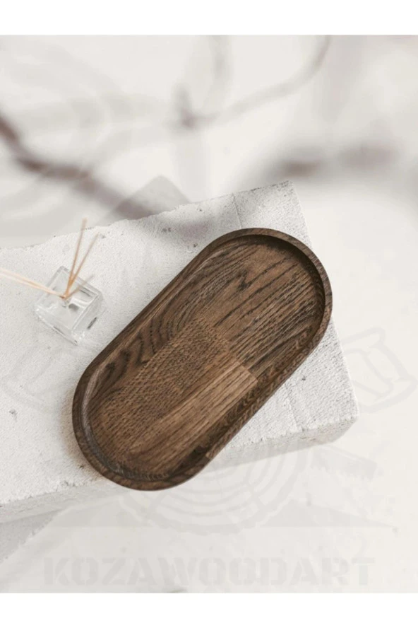 Oval Koyu Kahverengi Kayın Servis Tahtası - Resim 2