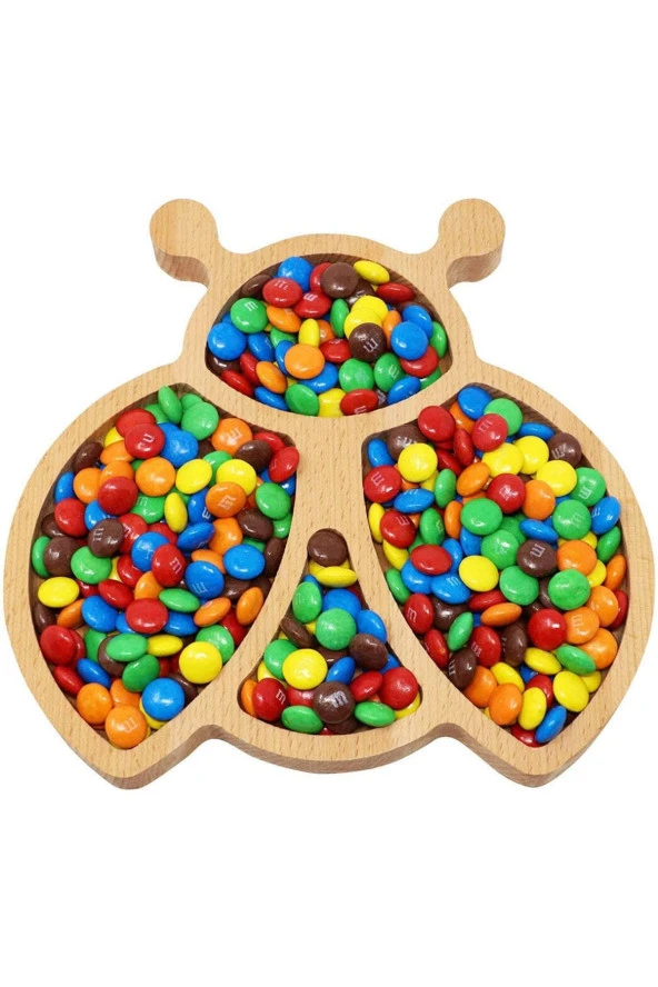 Ahşap Uğur Böceği Kahvaltı Ve Servis Sunum Tabağı Dekoratif Kase - 2