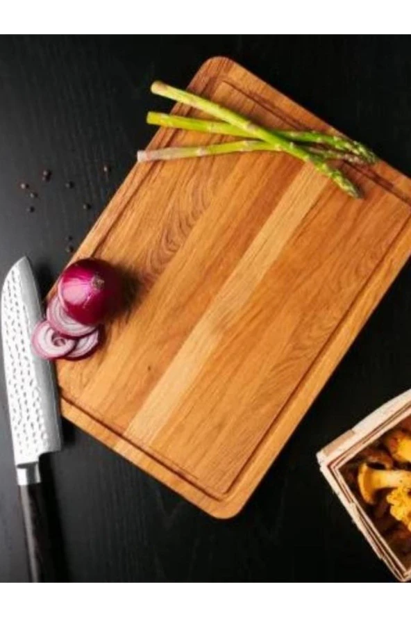 Doğal Ahşap Peynir Ve Sunum Tabağı, Kesme Tahtası Dikdörtgen Kayın Ağacı - 3