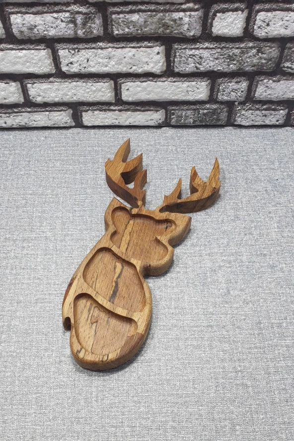 Ahşap Geyik Kayın Çerezlik-kahvaltılık Ve Servis- Sunum Tabağı Kz1040 - 2