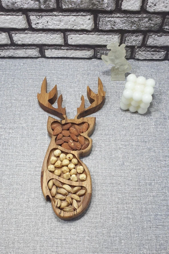 Ahşap Geyik Kayın Çerezlik-kahvaltılık Ve Servis- Sunum Tabağı Kz1040 - 3