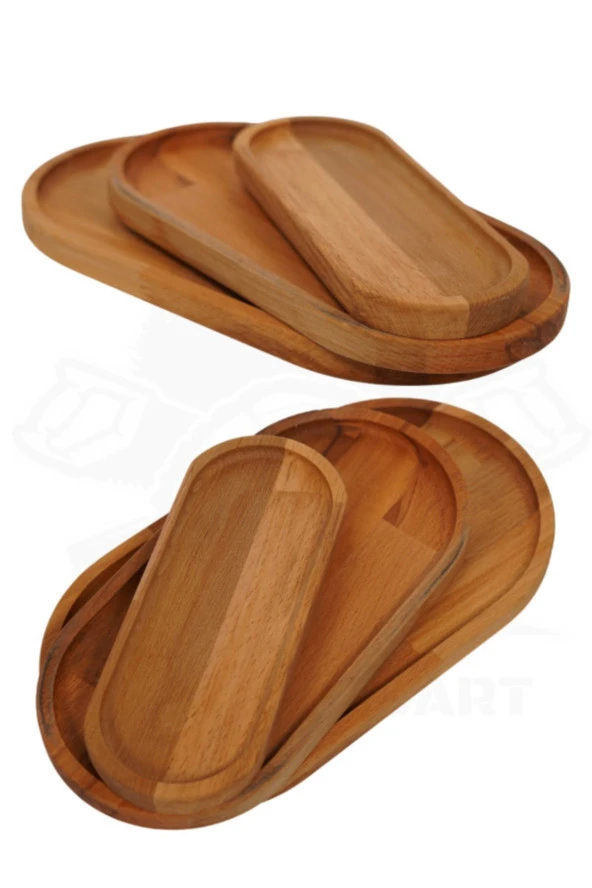 Doğal Ahşap Kayın Ağacı 3'lü Sunum Tepsisi (servis Tabağı Ve Peynir Sunum)