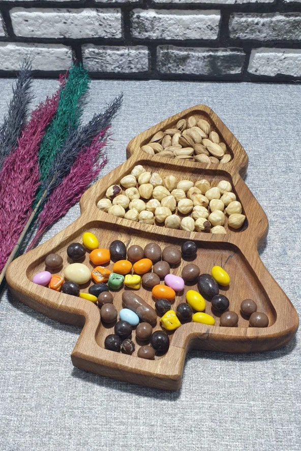 Ahşap Çam Ağacı Servis Sunum Tabağı Ve Çerezlik 30cm