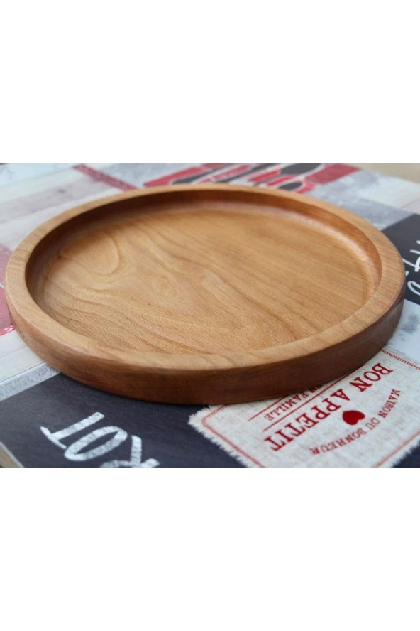 Ahşap Servis Sunum Tepsisi Yuvarlak - 4