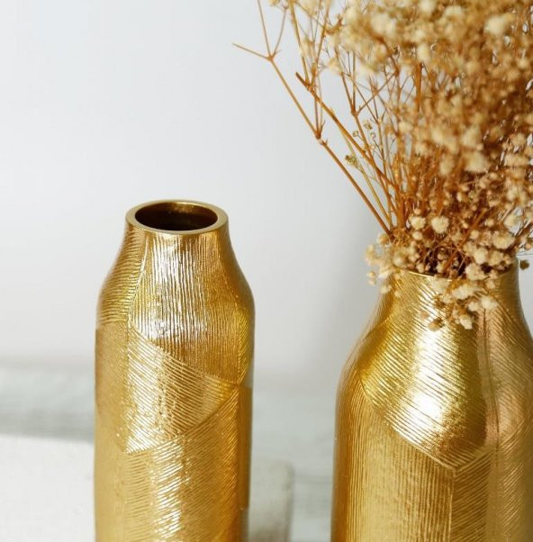 Crearthome Dekoratif Athena Küçük Vazo Altın SAKS 21 cm 151ALT72RS - 3