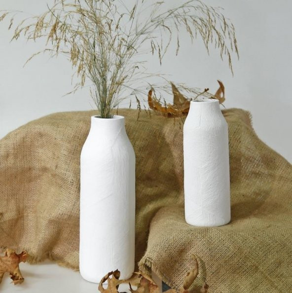 Crearthome Dekoratif Athena Büyük Vazo Beyaz 28 cm SAKS 151BYZ71RS - 5