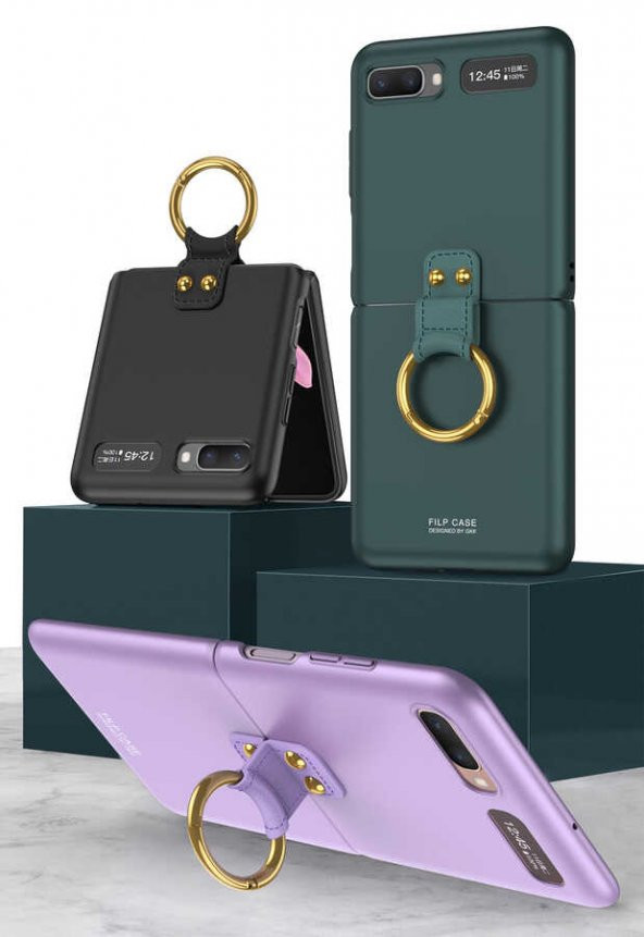 Galaxy Z Flip Kılıf Zore Flip Ring Kıpta Kapak - 4