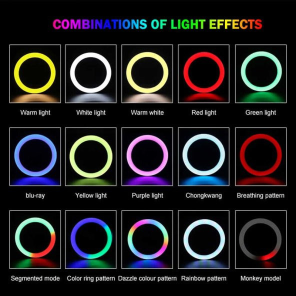 Zore RGB MJ-33 Işıklı Telefon Tutucu Ring Light - 6