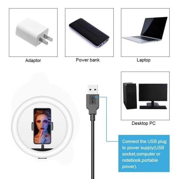 Zore RGB MJ-33 Işıklı Telefon Tutucu Ring Light - 7