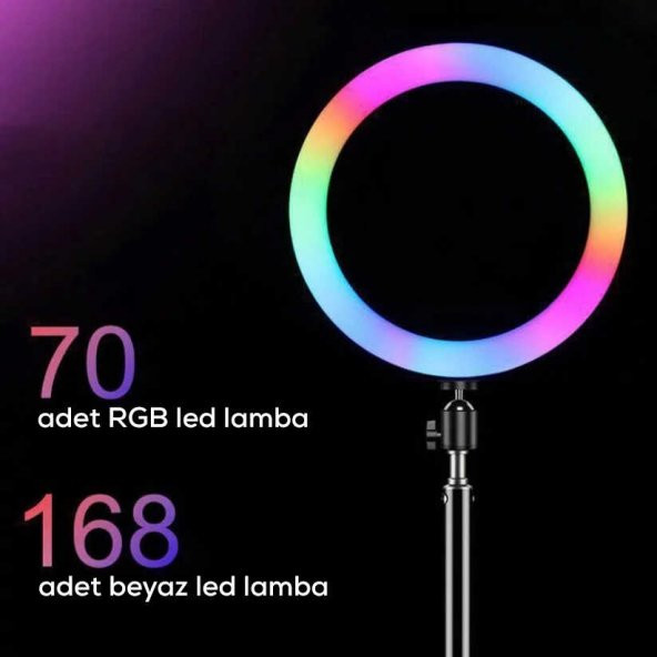 Zore RGB MJ-33 Işıklı Telefon Tutucu Ring Light - 9