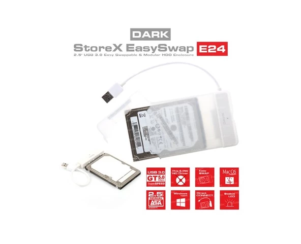 Dark DK-AC-DSE24U3 USB 3.0 2.5'' Plastik Disk Kutu