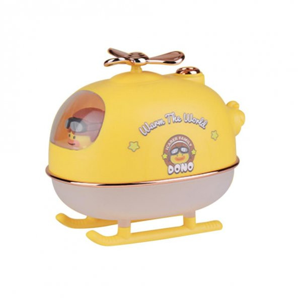 Sevimli Pilot Ördek Tasarımlı Ultrasonik Gece Lambası ve Difüzörlü Nemlendirici Buhar Makinesi