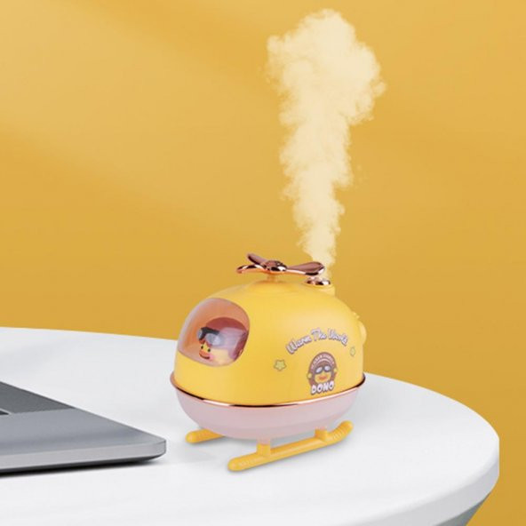 Sevimli Pilot Ördek Tasarımlı Ultrasonik Gece Lambası ve Difüzörlü Nemlendirici Buhar Makinesi - 3