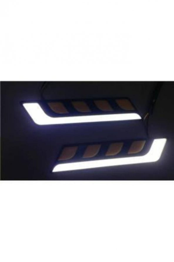 Sis Lamba Gündüz Ledi Yapışma 12V L Tip Sarı- Beyaz  Sinyalli Drl - 5