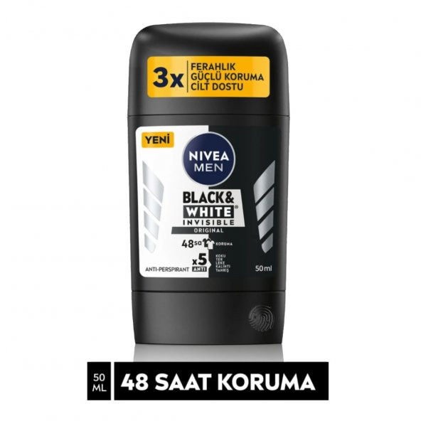 NIVEA STICK ERKEK BLACK WHITE  INVISIBLE ORIGINAL 50 ML