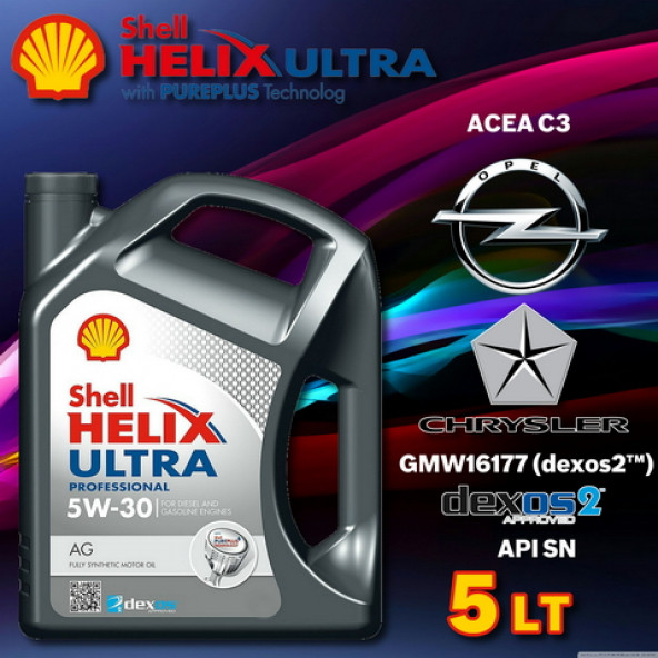 Shell Helix Ultra Pro 5W-30 AG Dexos2-Acea C3 DPF Tam Sentetik Motor Yağı 5 L - 1