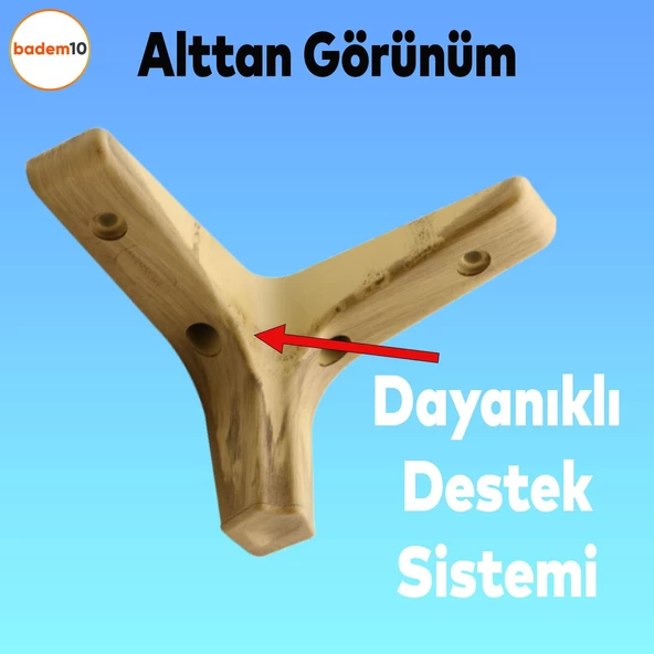 Sedef Mobilya Kanepe Sehpa Tv Ünitesi Baza Koltuk Ayağı Ahşap Desenli Açık Ceviz Renk 10 Cm Ayakları - 4