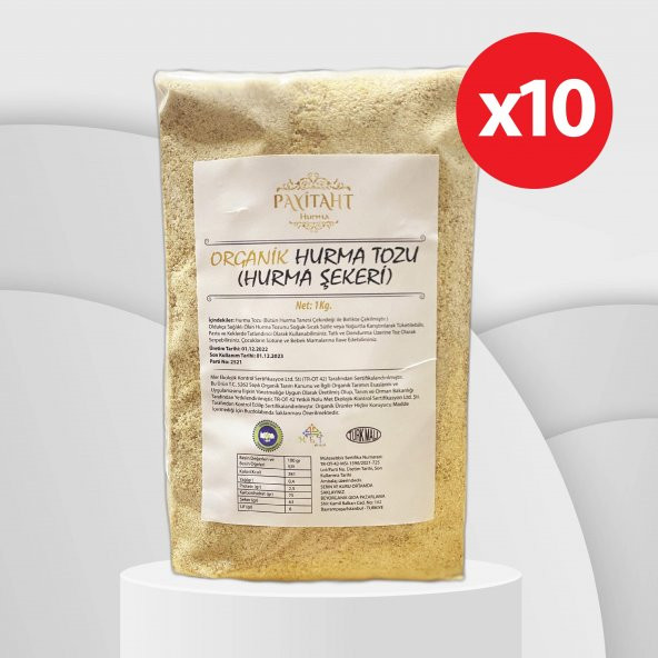 Organik Hurma Tozu (Şekeri) 1KG  (Sertifikalı) x10 Adet