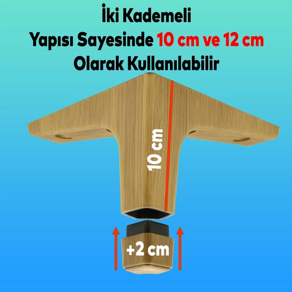 Sedef Mobilya Kanepe Sehpa Tv Ünitesi Baza Koltuk Ayağı Ahşap Desenli Açık Ceviz Renk 12 Cm Ayakları - 2