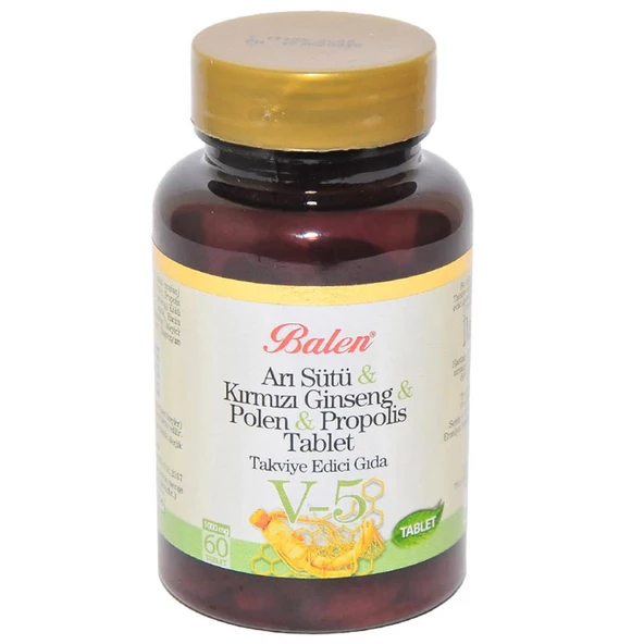 Balen V5 Arı Sütü Kırmızı Ginseng Polen Propolis Tableti 1000mg