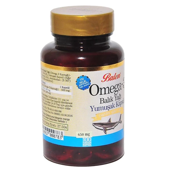 Balen Omega-3 Balık Yağı Yumuşak Kapsülü 650mg x 100 Soft Gel - 5