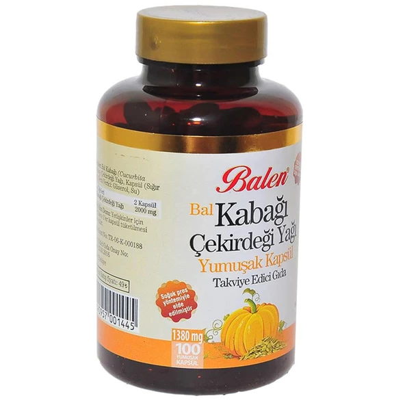 Balen Bal Kabağı Çekirdeği Yağı Yumuşak Kapsülü 1380mg 100Kapsül - 2