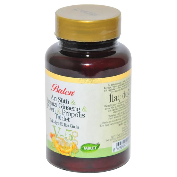 Balen V5 Arı Sütü Kırmızı Ginseng Polen Propolis Tableti 1000mg - 3