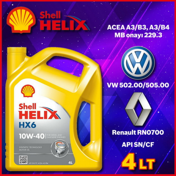 Shell HX6 10W-40 Helix Sentetik Motor Yağı 4 L