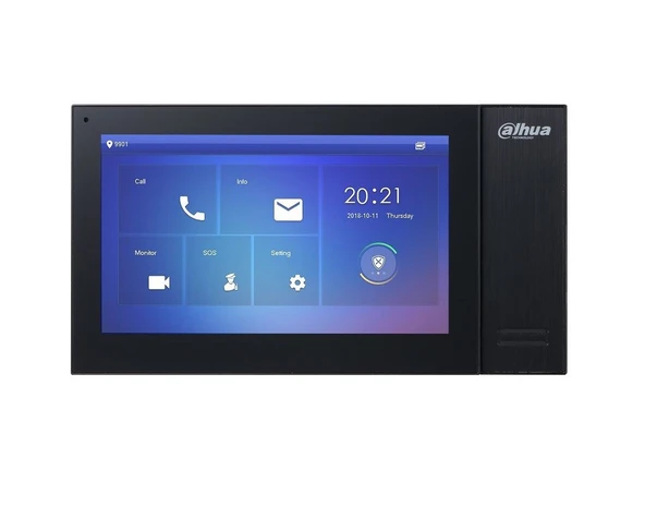 Dahua VTH2421FB-P 7 TFT LCD Dokunmatik Ekran Çok Yönlü Mikrofon Villa Tipi İnterkom İç Ünite Siyah