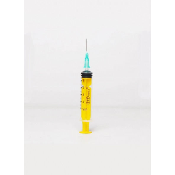 TTT World 200 Adet 5 ml Kısa Yeşil İğneli Steril Enjektör/Şırınga. 3 Parça/Contalı - 2