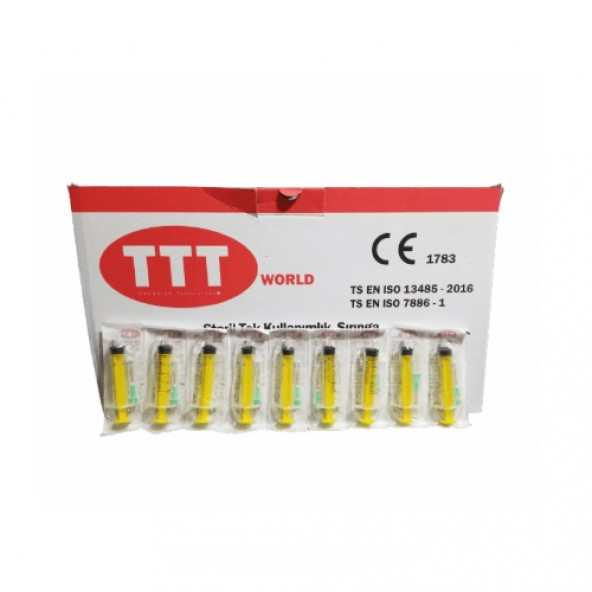 TTT World 200 Adet 5 ml Kısa Yeşil İğneli Steril Enjektör/Şırınga. 3 Parça/Contalı - 4