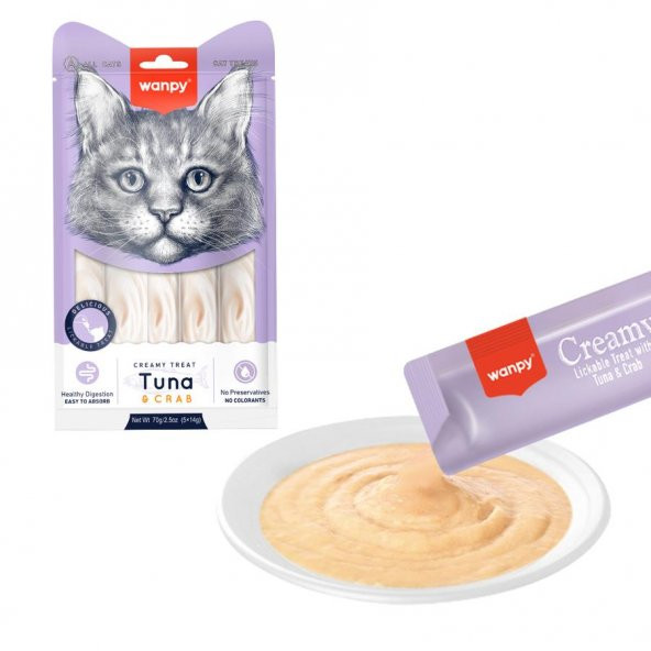 Wanpy Ton Balıklı Yengeçli Sindirim Sistemi Destekleyici Krema Ödül Maması 5x14 gr - 2