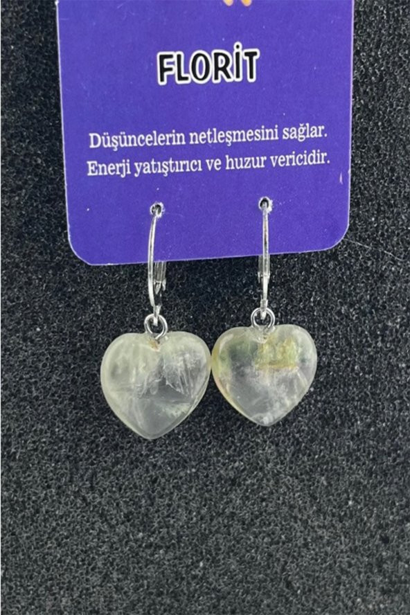 Doğal Taş Kalp Küpe