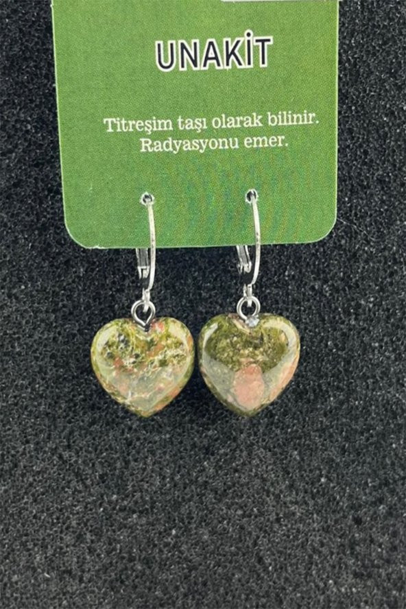 Doğal Taş Kalp Küpe