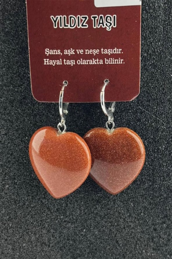 Doğal Taş Kalp Küpe