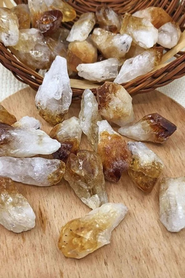 Cüzdan Boy Işlenmemiş Ham Doğal Sitrin Taşı ( Bolluk Bereket Ve Bereket Taşı ) - 1