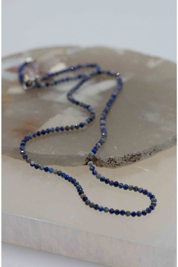 Lapis Lazuli Taşı Ince Doğaltaş Kolye 2mm