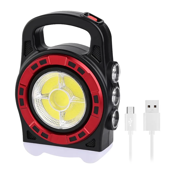 Ayt Powermaster HB-6678C Cob Ledli 20 Watt 3 Kademeli Şarjlı USB Çıkışlı Solar Lamba Kamp Lambası - 5